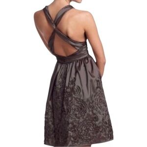 Adrianna Papell Rosette Halter Cocktail Dress Taffeta Formal Prom Wedding 8 (4)